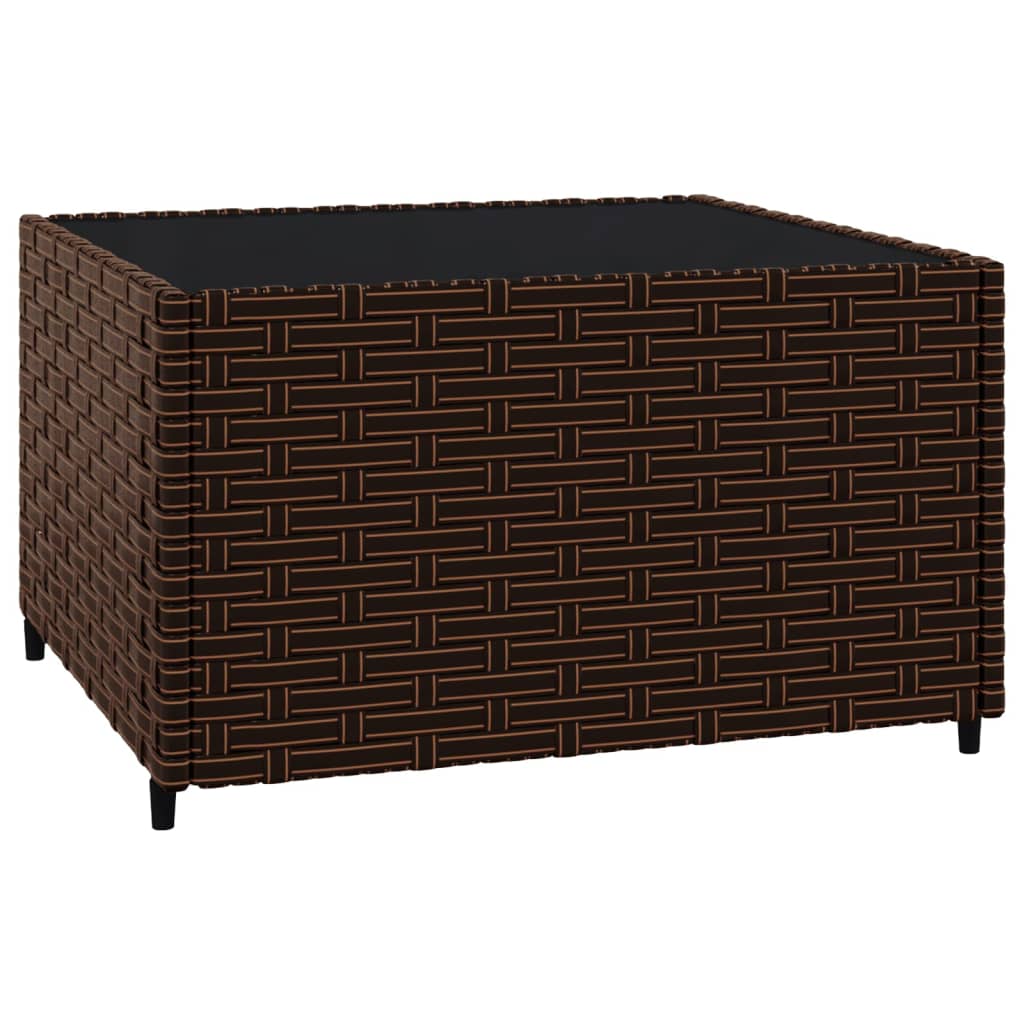 3-Delige Loungeset Met Kussens Poly Rattan Bruin 2x hoek + Tafel