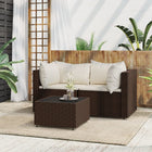 3-Delige Loungeset Met Kussens Poly Rattan Bruin 2x hoek + Tafel