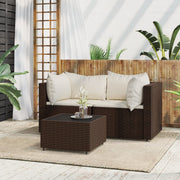 Loungeset 3-delig poly rattan bruin