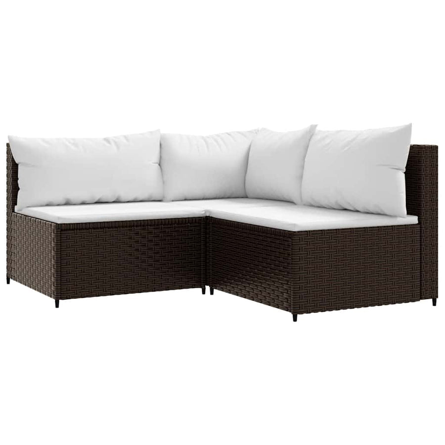 3-Delige Loungeset Met Kussens Poly Rattan 1