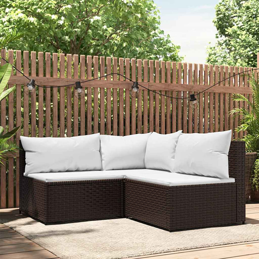 3-Delige Loungeset Met Kussens Poly Rattan 1