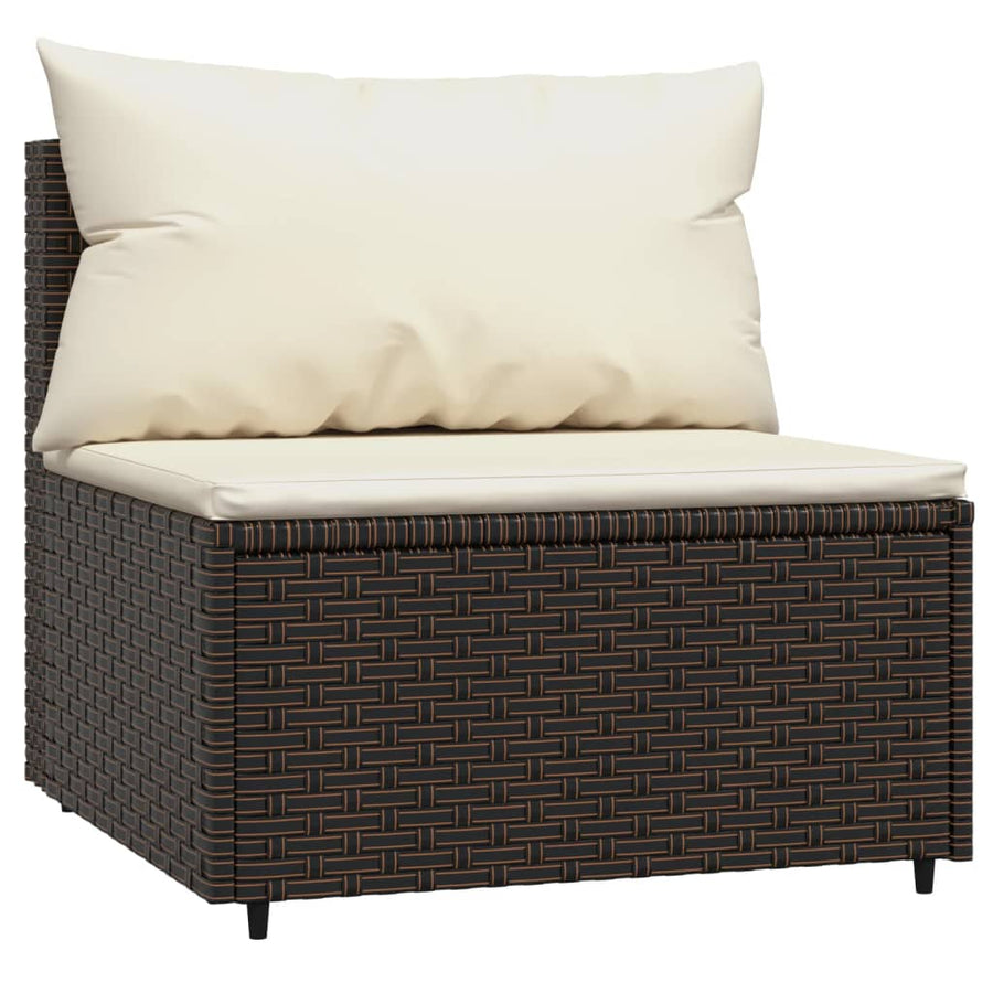3-Delige Loungeset Met Kussens Poly Rattan Bruin 2x hoek + midden