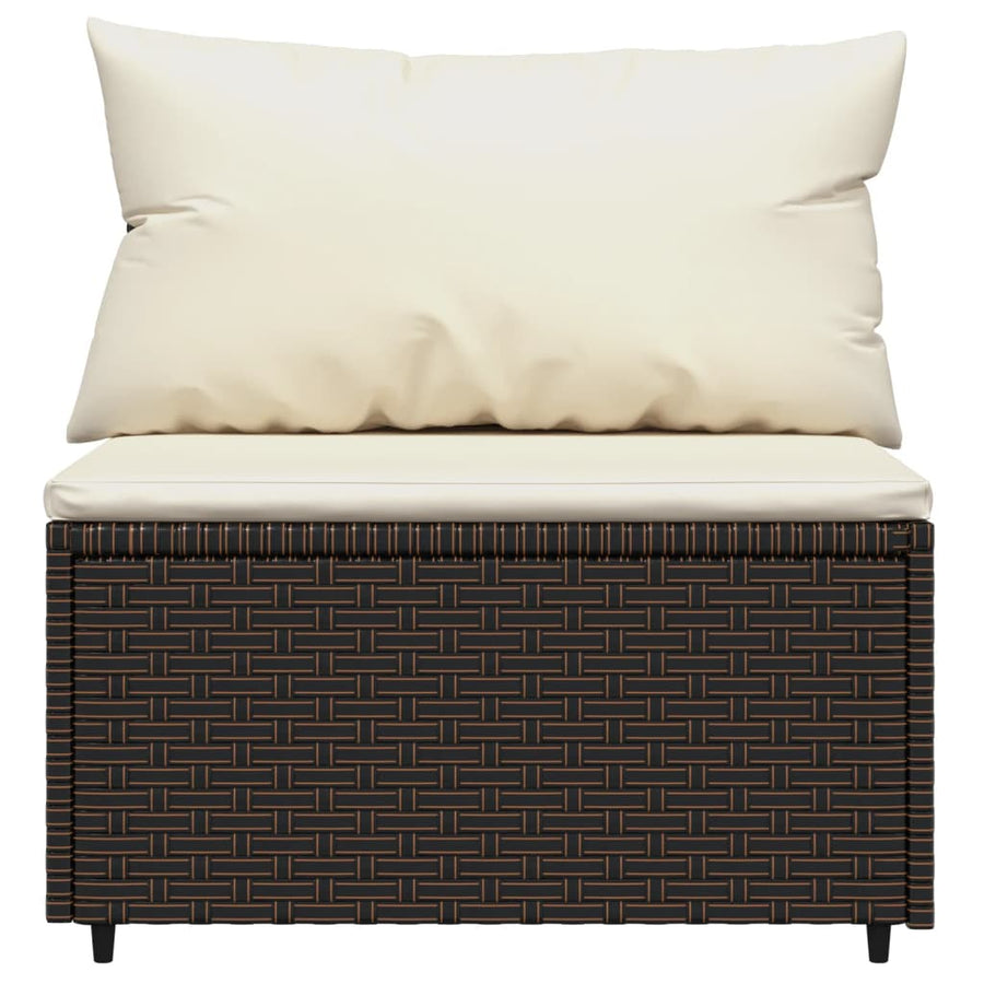 4-Delige Loungeset Met Kussens Poly Rattan Bruin 2x hoek + midden + Tafel
