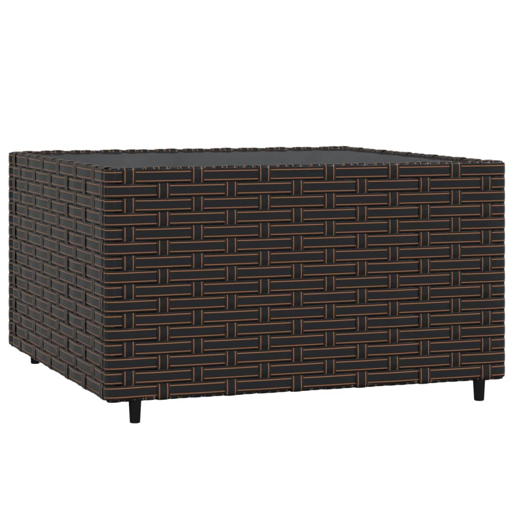 4-Delige Loungeset Met Kussens Poly Rattan Bruin 2x hoek + midden + Tafel