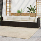 4-Delige Loungeset Met Kussens Poly Rattan Bruin 2x hoek + 2x midden