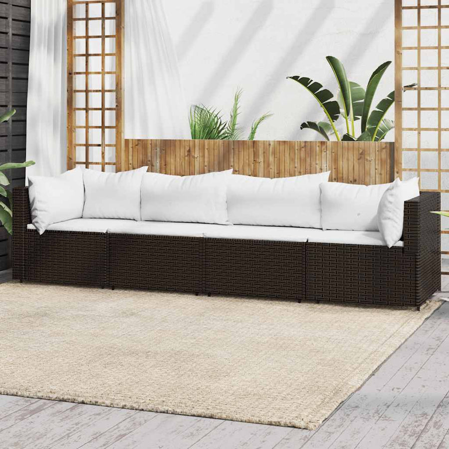 4-Delige Loungeset Met Kussens Poly Rattan 1