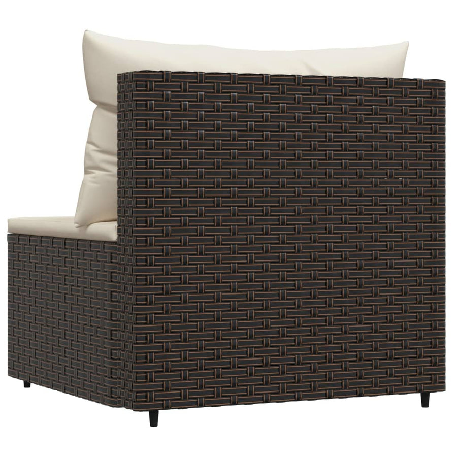 Tuin Met Kussens Poly Rattan Bruin Middenbank
