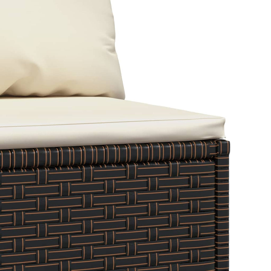 Tuin Met Kussens Poly Rattan Bruin Middenbank