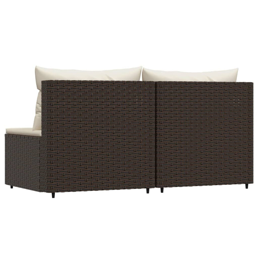 Tuinmiddenbanken Met Kussens 2 St Poly Rattan Bruin 2x midden