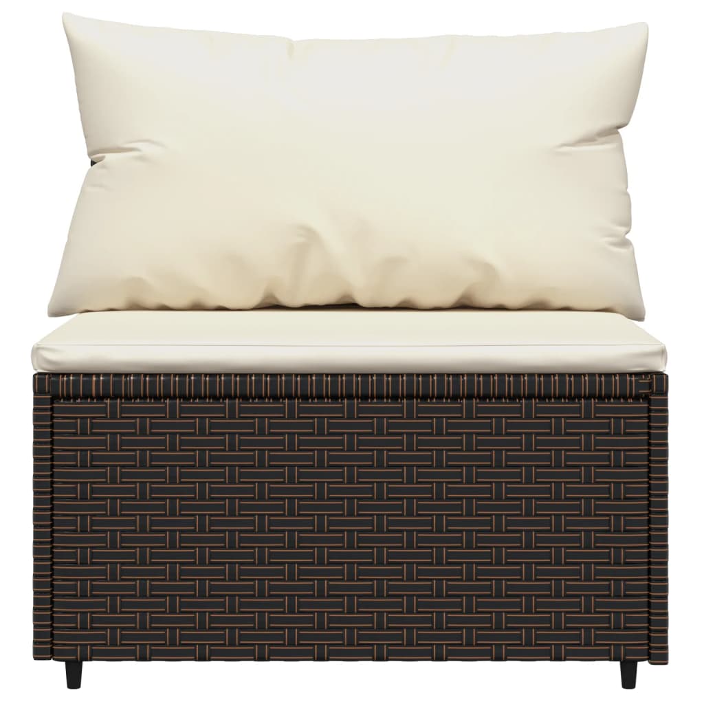 Tuinmiddenbanken Met Kussens 2 St Poly Rattan Bruin 2x midden
