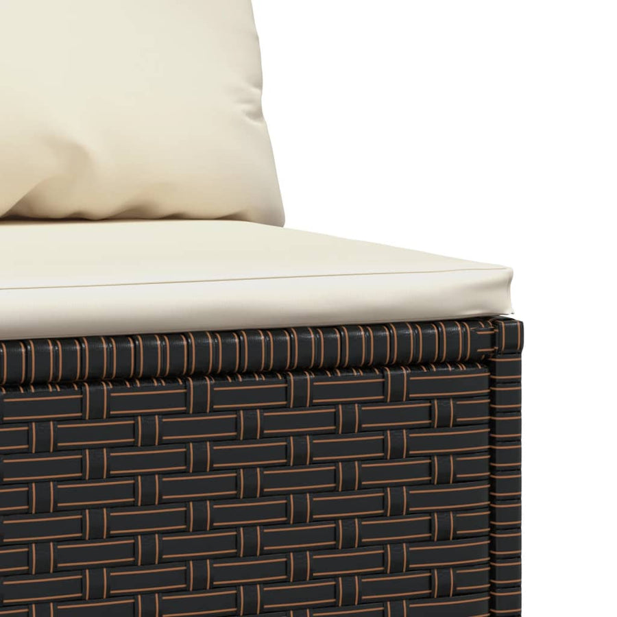 Tuinmiddenbanken Met Kussens 2 St Poly Rattan Bruin 2x midden