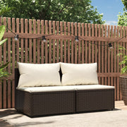 Tuinmiddenbank poly rattan bruin 2 stuks