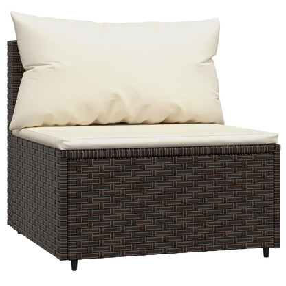3-Delige Loungeset Met Kussens Poly Rattan Bruin 2x midden + Tafel
