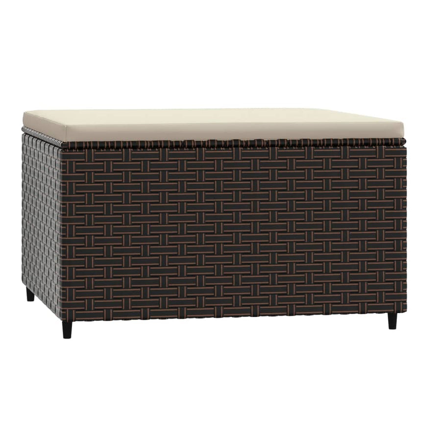 Voetensteun met kussen poly rattan bruin 1 Bruin en crème