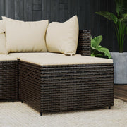 Voetensteun poly rattan 55x55x31 cm bruin crèmewit