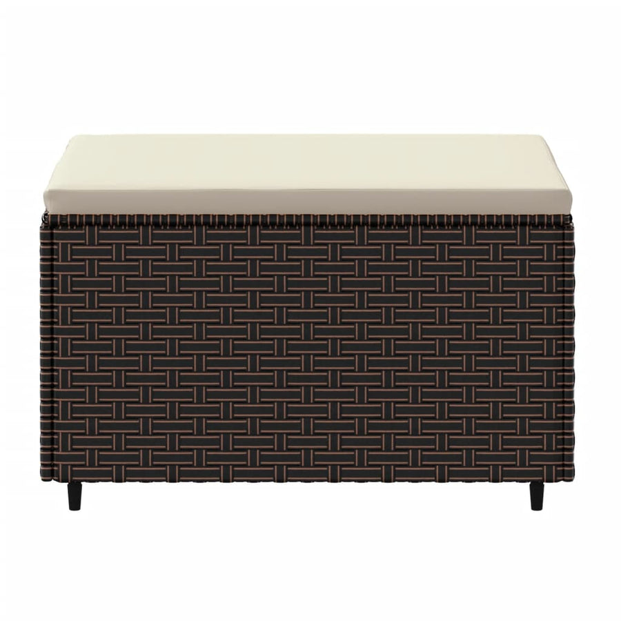 Voetensteunen Met Kussens Poly Rattan 2 Bruin en crème