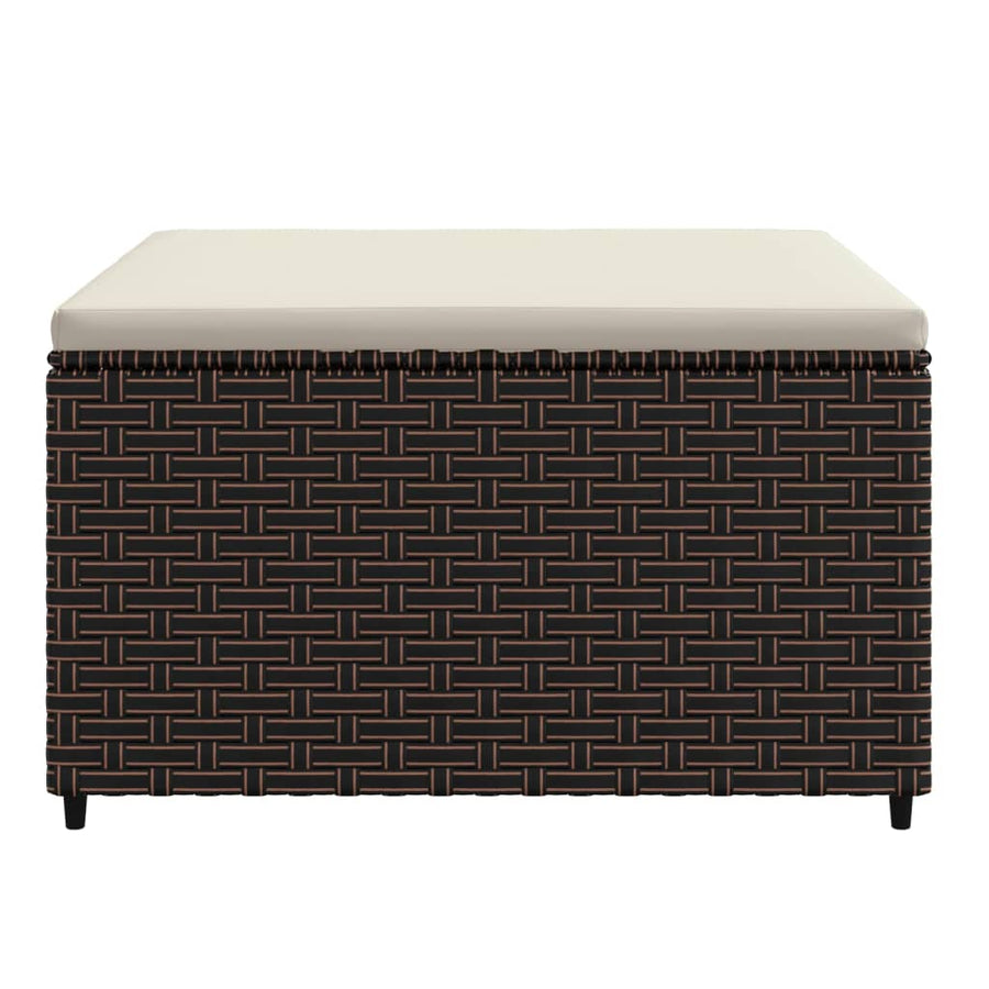 Voetensteunen Met Kussens Poly Rattan 2 Bruin en crème