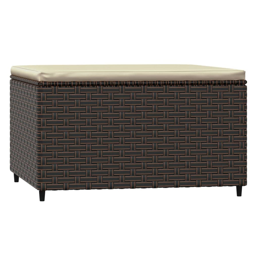 Voetensteunen Met Kussens Poly Rattan 2 Bruin en crème
