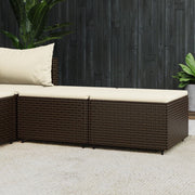 Footstools 2 pcs with cushions poly rattan brown