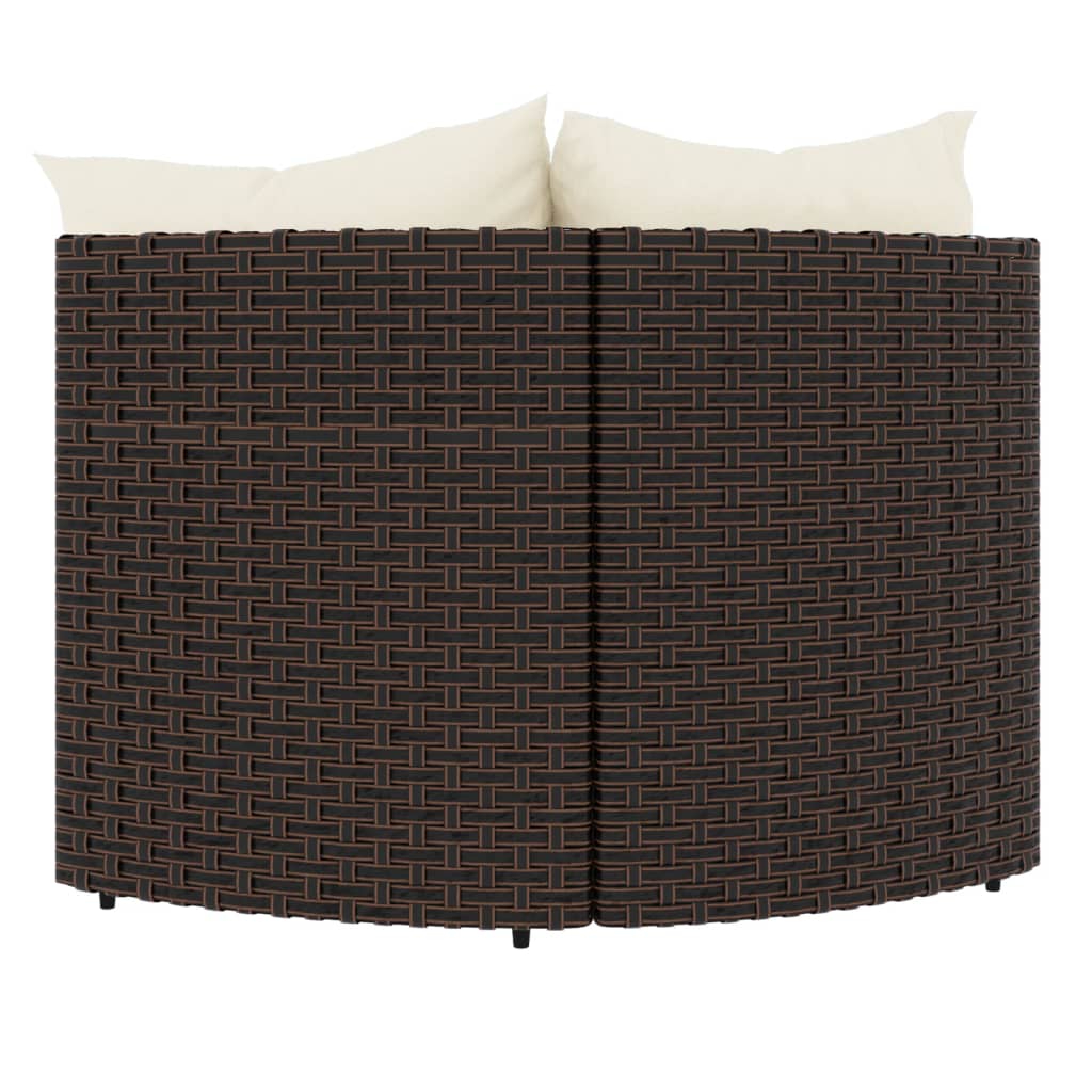 Tuinhoekbanken Met Kussens 2 St Poly Rattan Bruin 2x hoek