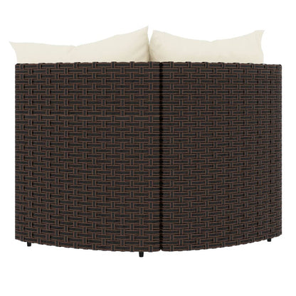Tuinhoekbanken Met Kussens 2 St Poly Rattan Bruin 2x hoek
