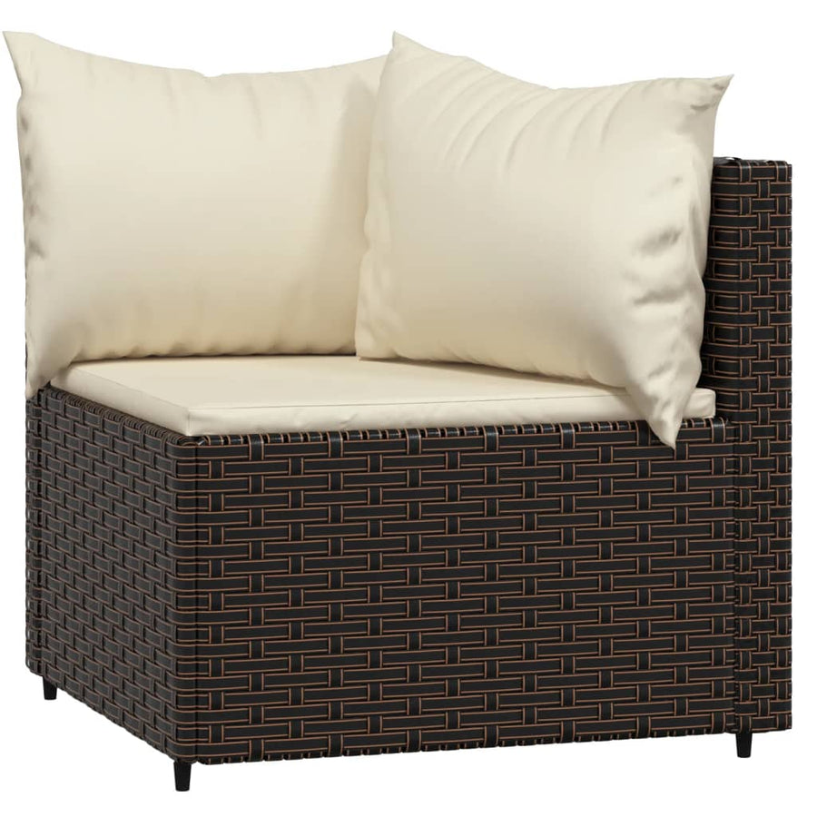 Tuinhoekbanken Met Kussens 2 St Poly Rattan Bruin 2x hoek