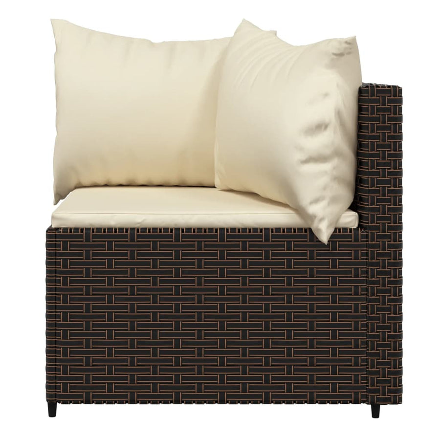 Tuinhoekbanken Met Kussens 2 St Poly Rattan Bruin 2x hoek