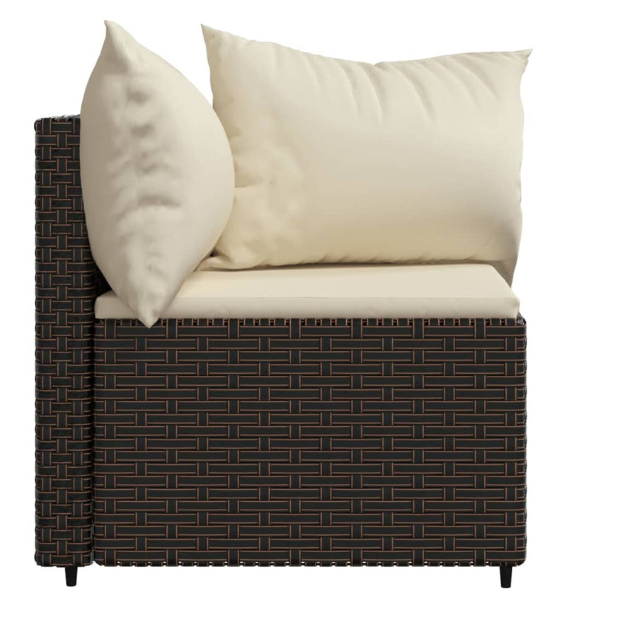 Tuinhoekbanken Met Kussens 2 St Poly Rattan Bruin 2x hoek