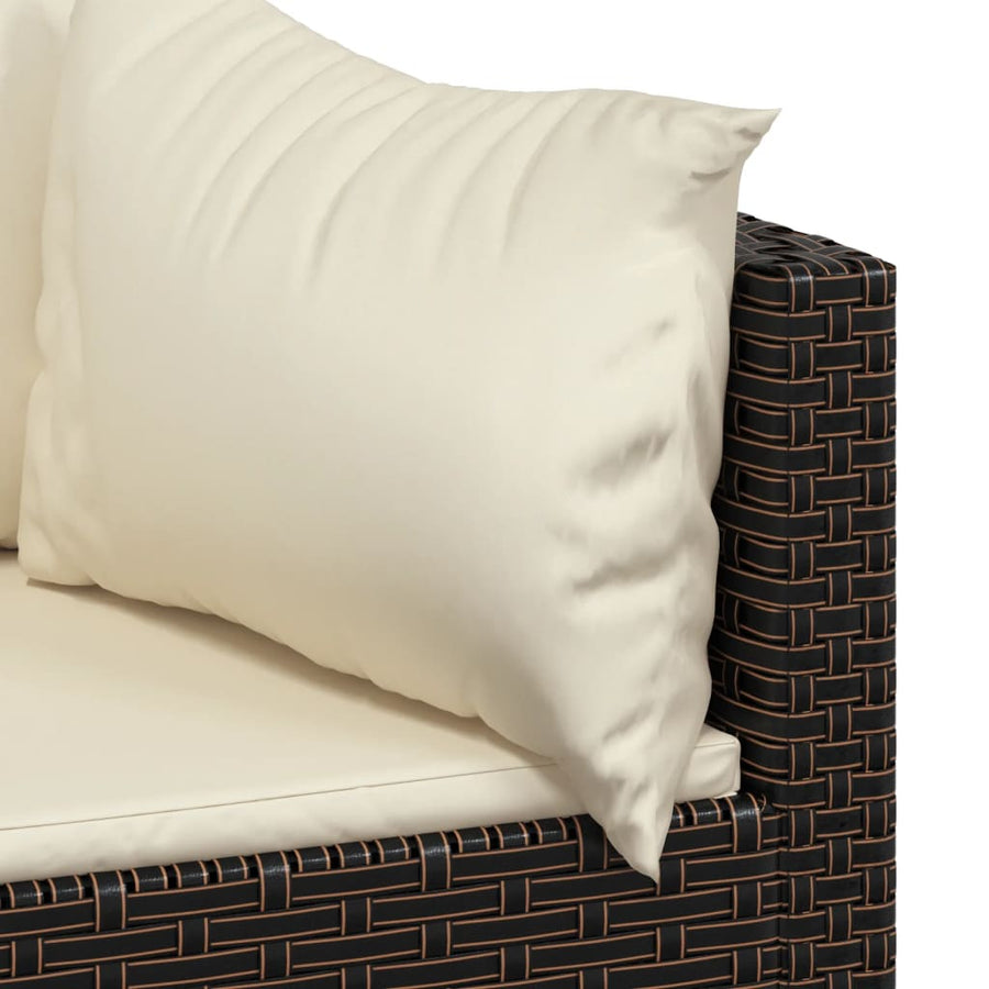 Tuinhoekbanken Met Kussens 2 St Poly Rattan Bruin 2x hoek