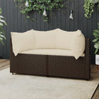 Tuinhoekbanken Met Kussens 2 St Poly Rattan Bruin 2x hoek