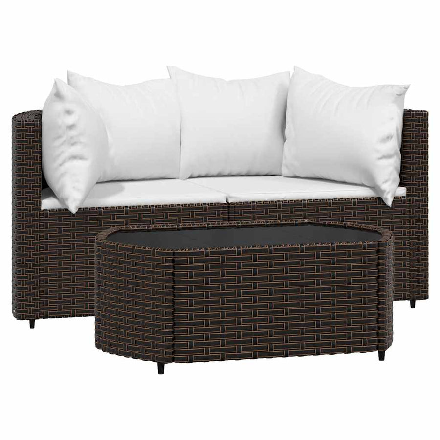 3-Delige Loungeset Met Kussens Poly Rattan 1