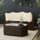 3-Delige Loungeset Met Kussens Poly Rattan Bruin 2x hoek + Tafel