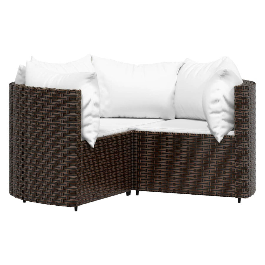 4-delige Loungeset met kussens poly rattan bruin