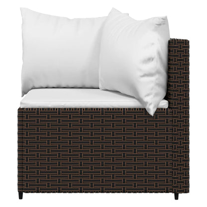 4-delige Loungeset met kussens poly rattan bruin