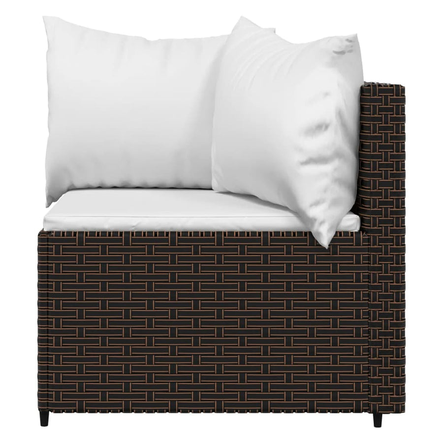 4-delige Loungeset met kussens poly rattan bruin