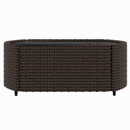 4-delige Loungeset met kussens poly rattan bruin