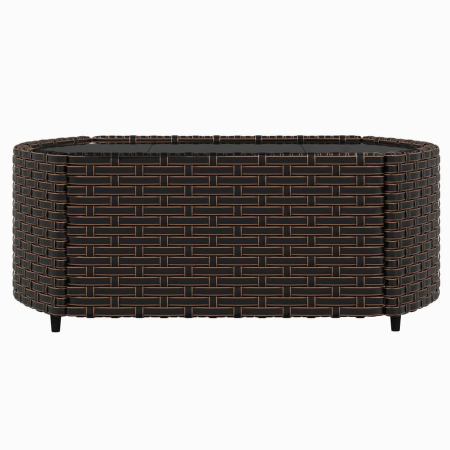 4-delige Loungeset met kussens poly rattan bruin
