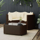 -Delige Loungeset Met Kussens Poly Rattan Bruin en crème