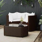 Loungeset 4-delig poly rattan bruin