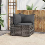 Garden Corner Sofa with Cushions Poly Rattan Grey