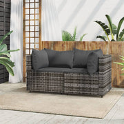 Tuinhoekbank poly rattan grijs 2 stuks