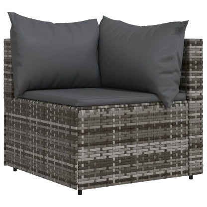 3-Delige Loungeset Met Kussens Poly Rattan Grijs 2x hoek + Tafel