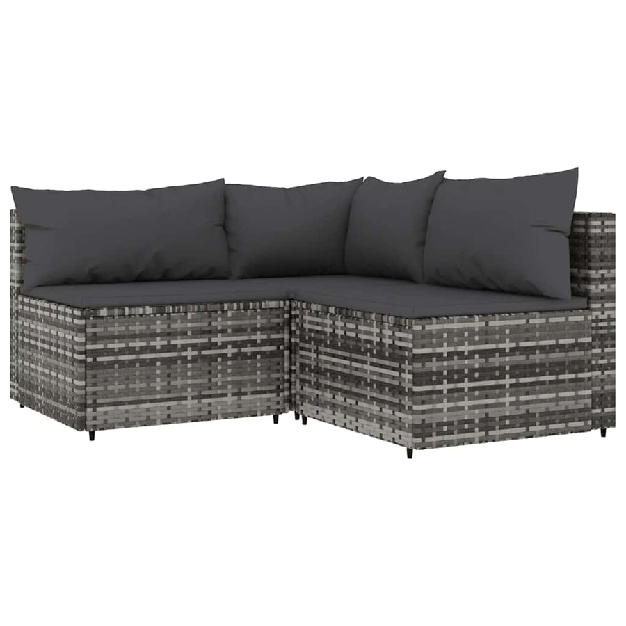 3-Delige Loungeset Met Kussens Poly Rattan 1