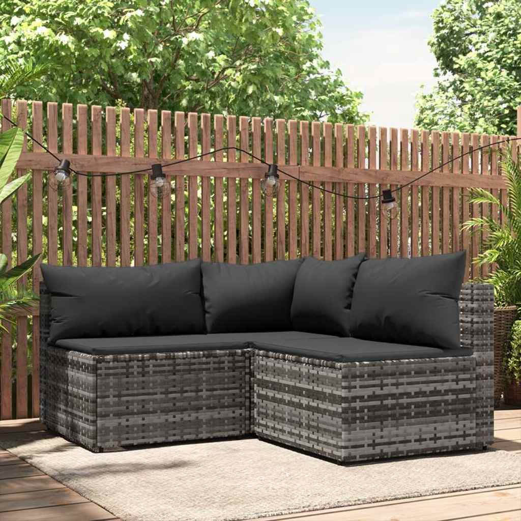 3-Delige Loungeset Met Kussens Poly Rattan 1