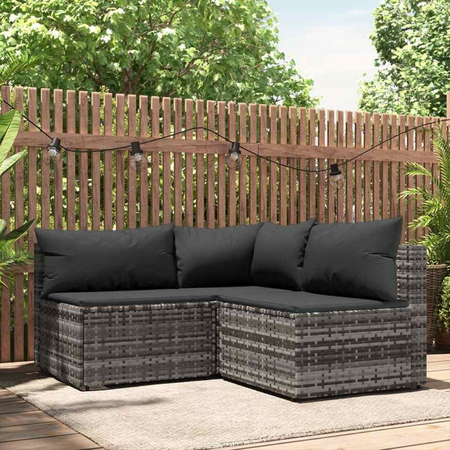 3-Delige Loungeset Met Kussens Poly Rattan 1
