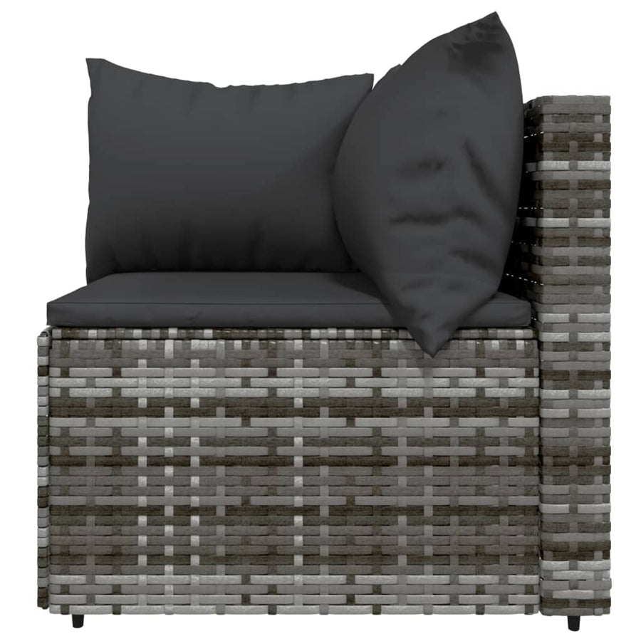 4-Delige Loungeset Met Kussens Poly Rattan Grijs hoek + 2x midden + Tafel