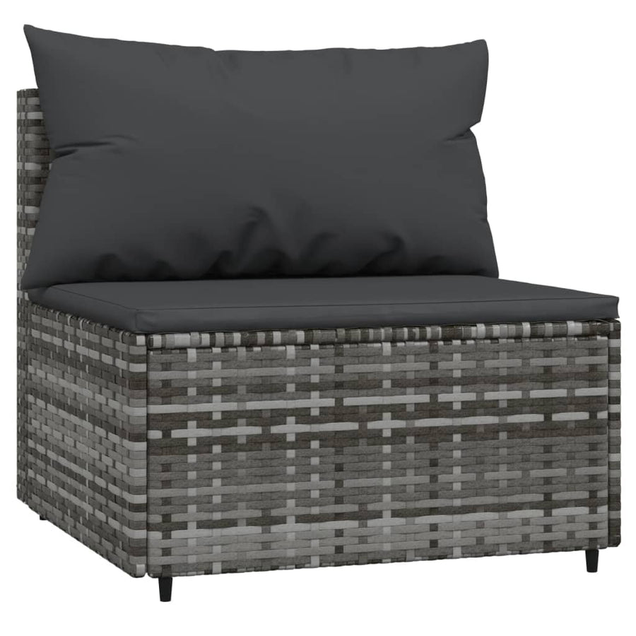 4-Delige Loungeset Met Kussens Poly Rattan Grijs hoek + 2x midden + Tafel