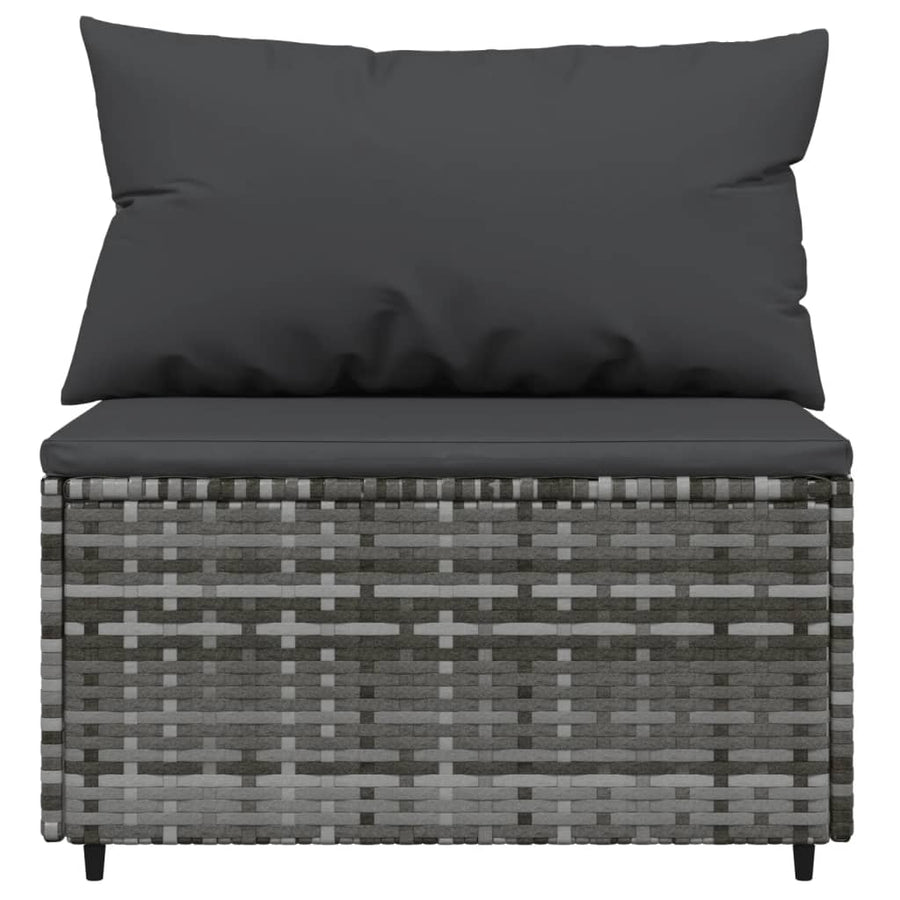 4-Delige Loungeset Met Kussens Poly Rattan Grijs hoek + 2x midden + Tafel