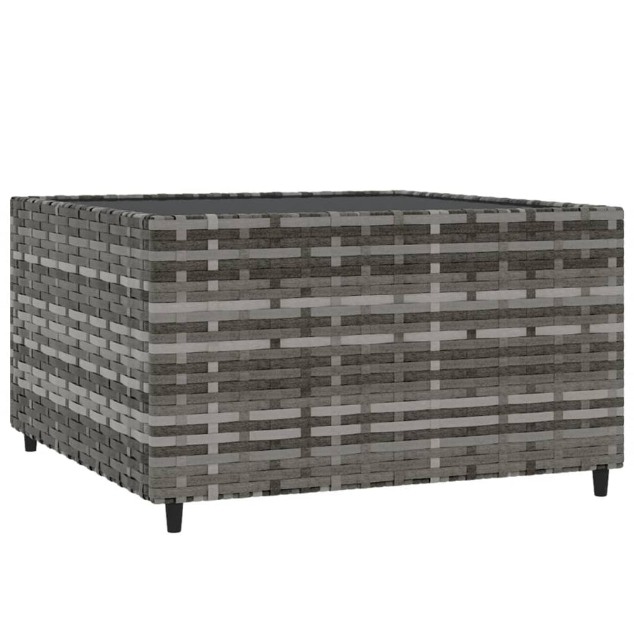 4-Delige Loungeset Met Kussens Poly Rattan Grijs hoek + 2x midden + Tafel