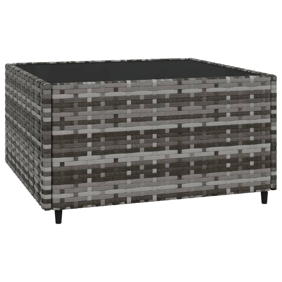 4-Delige Loungeset Met Kussens Poly Rattan Grijs 2x hoek + midden + Tafel